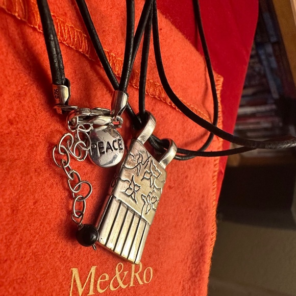 WOW POSHMARK - Authentic Me&Ro Sterling Floral Peace Pendant Leather Cord